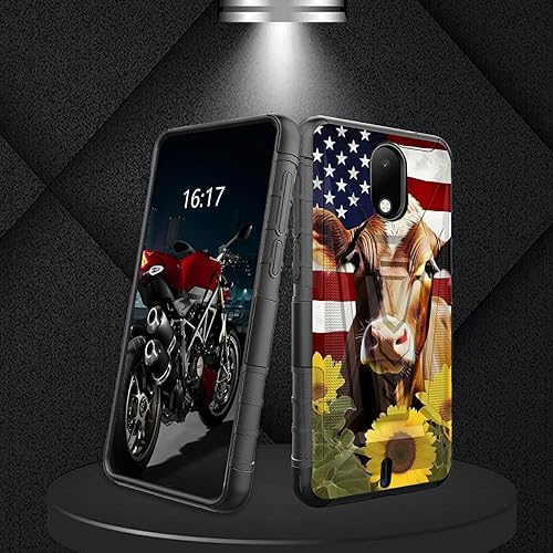 Miniatura 281 de AT&T Calypso 2 (U319AA) Funda con protector de pantalla de vidrio templado resistente con función atril integrado para debut de críquet, ciervo