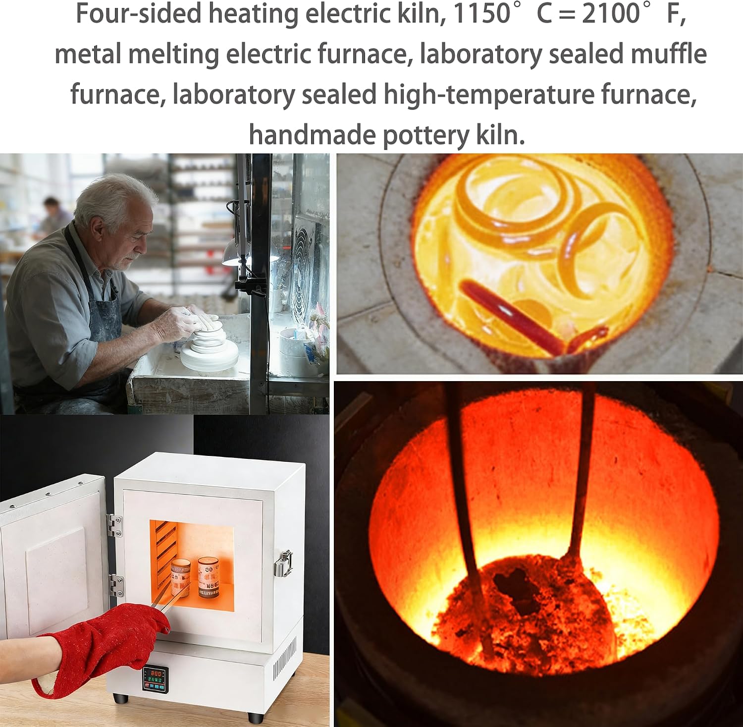 YIMAKEY Digital Display Electric Kiln, Professional Jewelry Kiln, Home Ceramic Kiln, Laboratory Muffle Furnace, Maximum Temperature 1150°C=2100°F, Voltage (110V/220V).