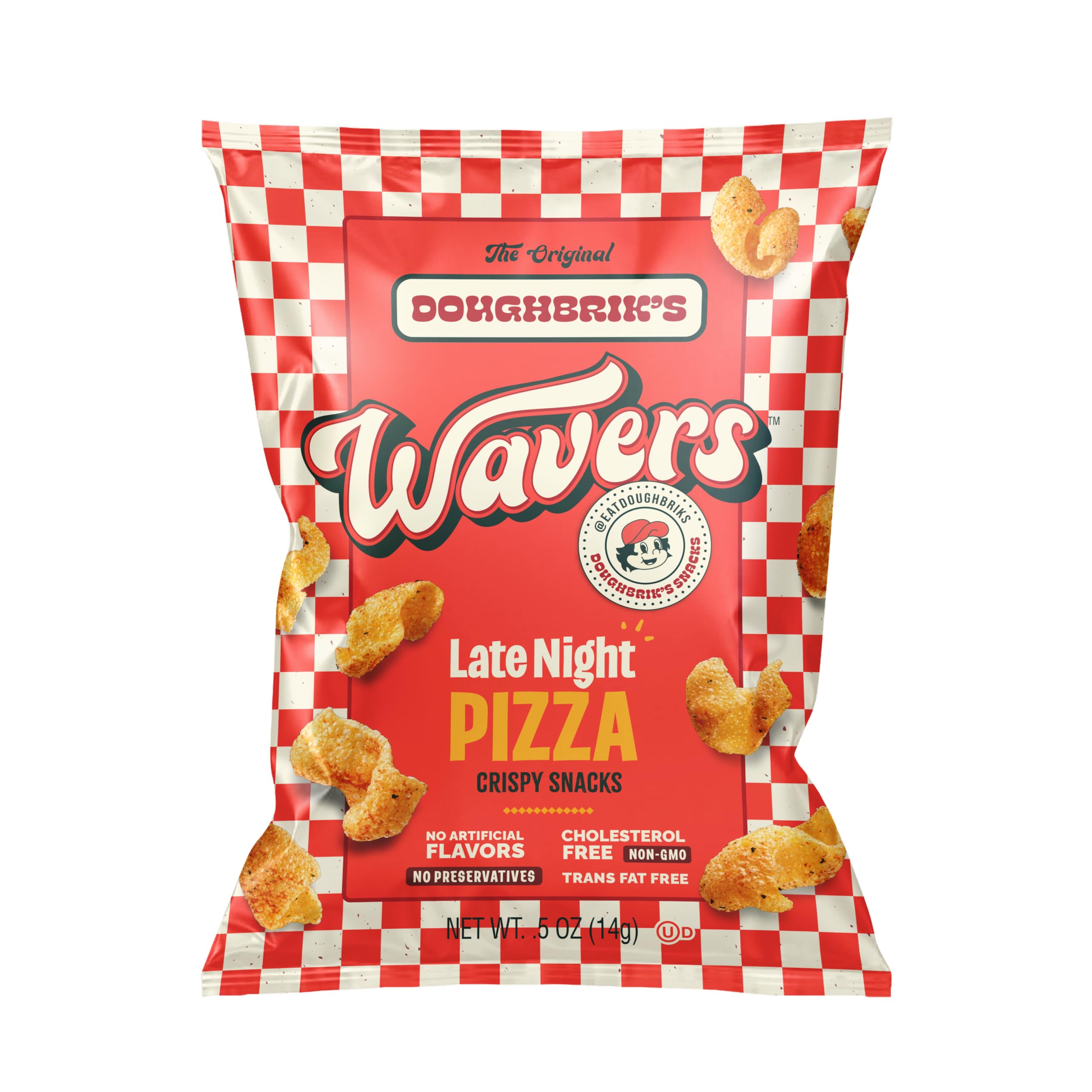 - WAVERS by Doughbrik's Snacks, Late Night Pizza Flavor 0.5 oz Bags, Crispy Crunchy Texture Perfect Anytime Snack Made in the USA (24-Pack)