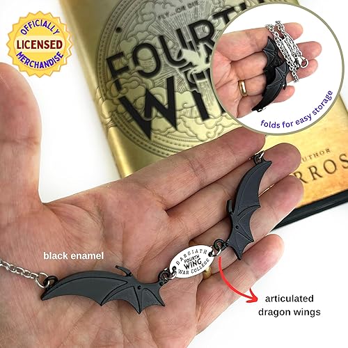 Miniatura 5 de FOURTH WING Rebecca Yarros Basgiath War College Dragon Rider Pendant Necklace Officially Licensed (Black Enamel)
