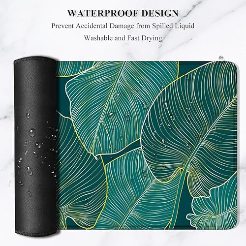 Miniatura 6 de Auhoahsil Alfombrilla de escritorio, tamaño XL, extendida, grande, 31.5 x 11.8 pulgadas, alfombrilla de mouse impermeable con borde cosido,