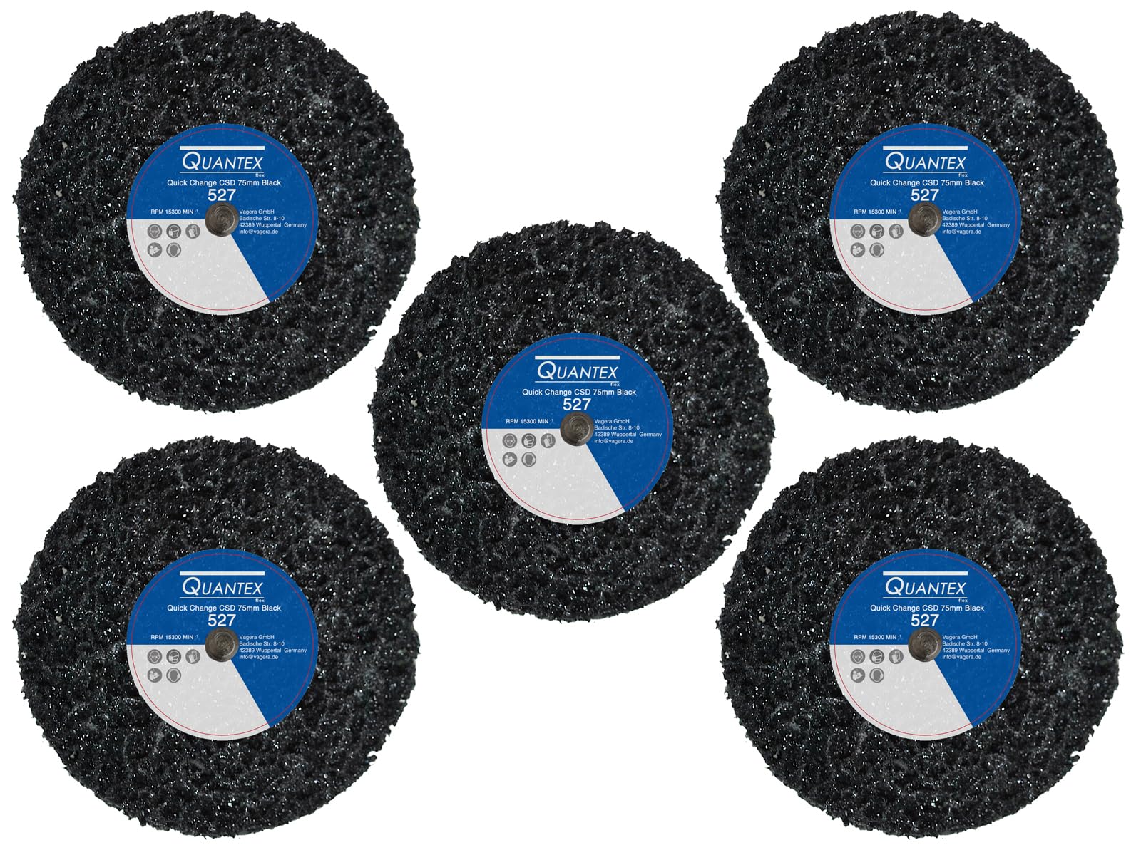 10 Stück Reinigungsscheibe mit Schnellwechselsystem - Schwarz. Grobreinigungsscheibe CSD Ø 075mm CBS Clean Strip Disc Standard Black. Nylongewebescheibe