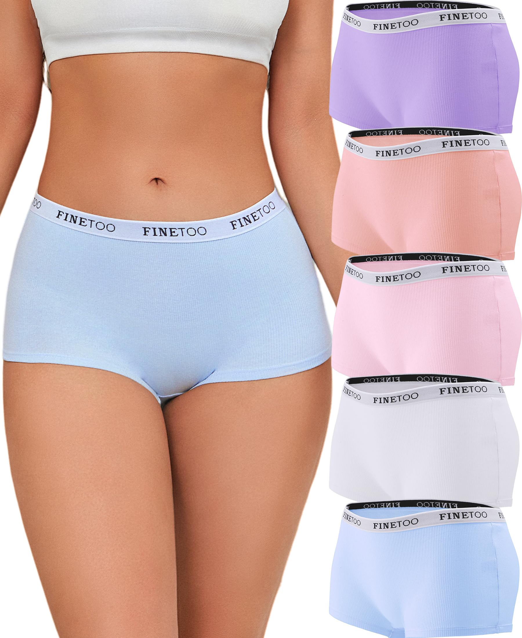 FINETOO 5er Pack Boxershorts Unterhosen Damen Unterwäsche Baumwolle Slips Atmungsaktive Shorts Damen Cotton Panties Hipster Weich Frauen Mehrpack S-XXL