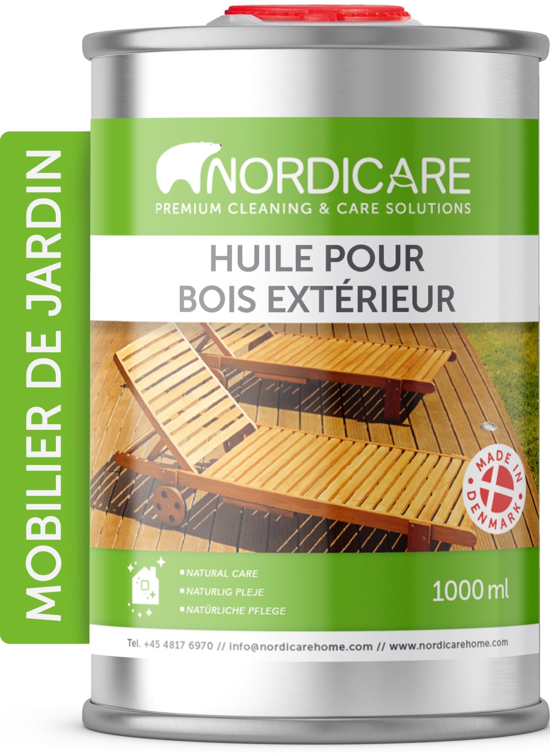 Nordicare saturateur bois exterieur [1L] vernis bois exterieur incolore pour tous les bois à l'extérieur, huile de lin pour bois exterieur & teck, huile teck