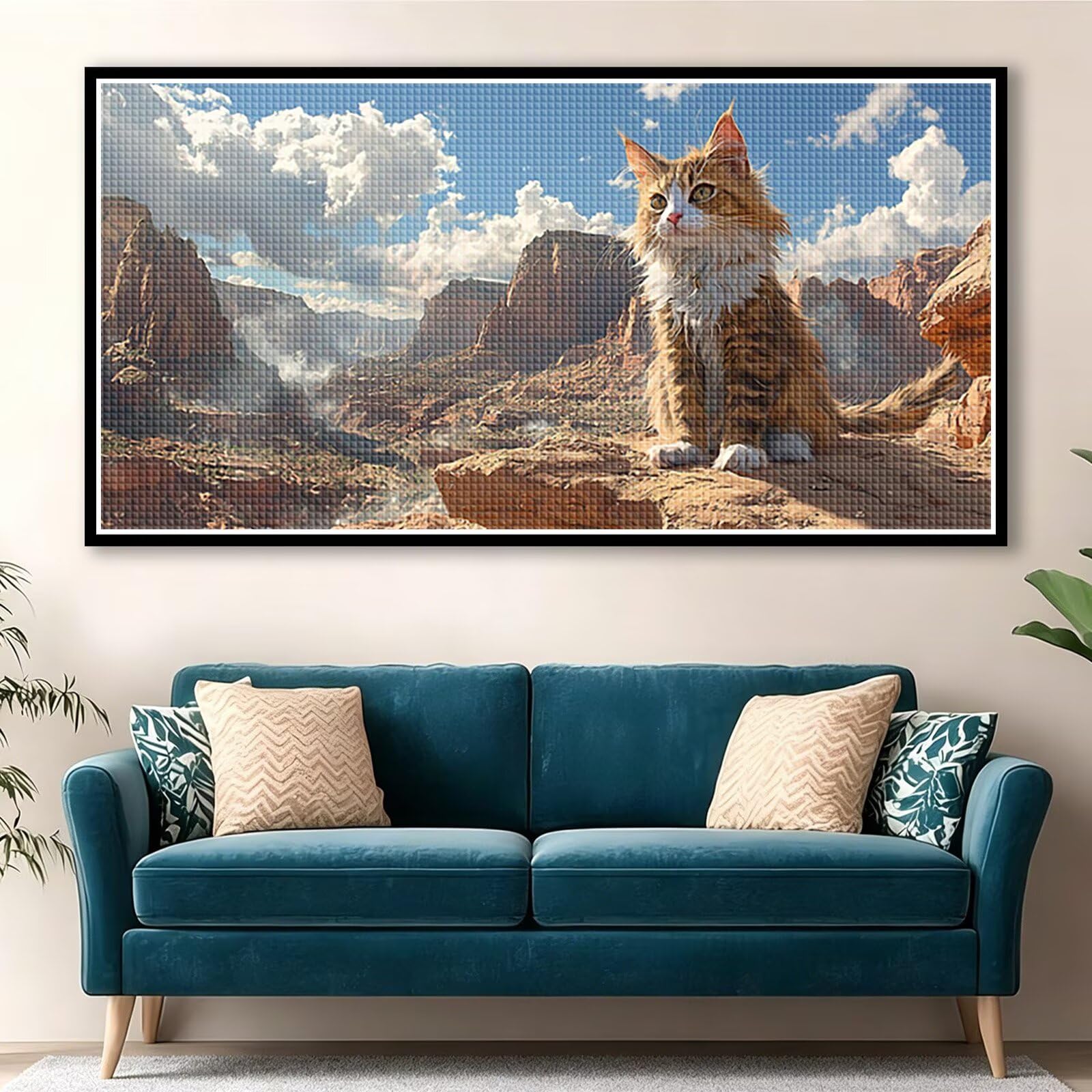 Diamond Painting Adultos Animal Pintura Diamante, Gato Diamond Painting 5D Completo, DIY Cuadrado Cristal Bordado Punto de Cruz Cuadros de Diamantes para Decoracion Hogar, Regalo Mujer 180x90cm 0J-220