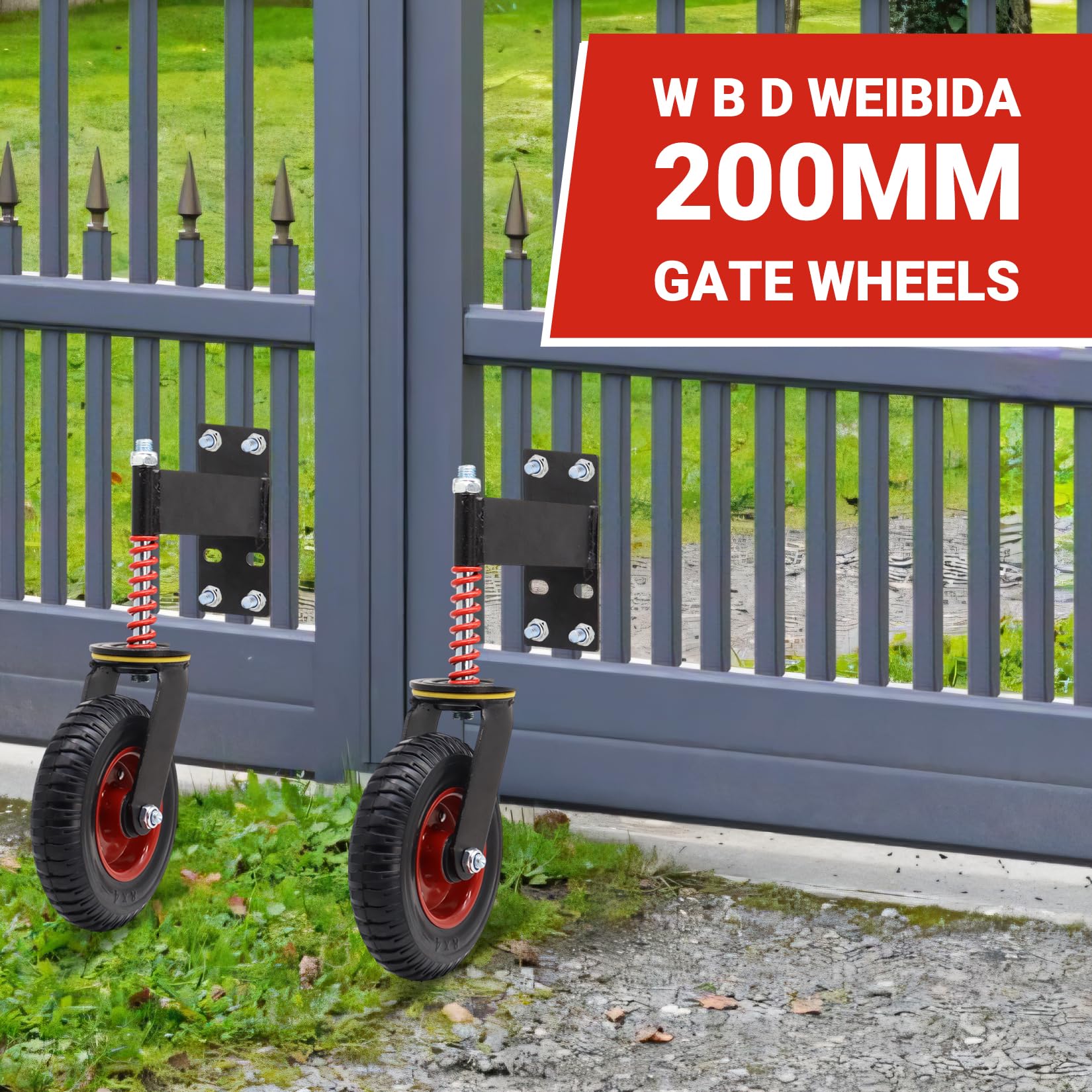 WEIBIDA Ruedas de Puerta Pesadas 200 mm 250 kg Giratorias 360° Goma