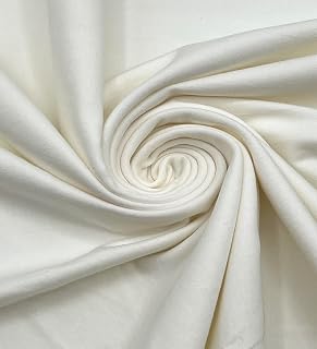 EOVEA - Cotton Spandex Fabric by The Yard - 4 Way Stretch Jersey Knit - Spandex & Cotton T-Shirt Fabric - Lightweight, Breathable - 60" Wide Roll| 10 oz(Ivory, 1 Yard)
