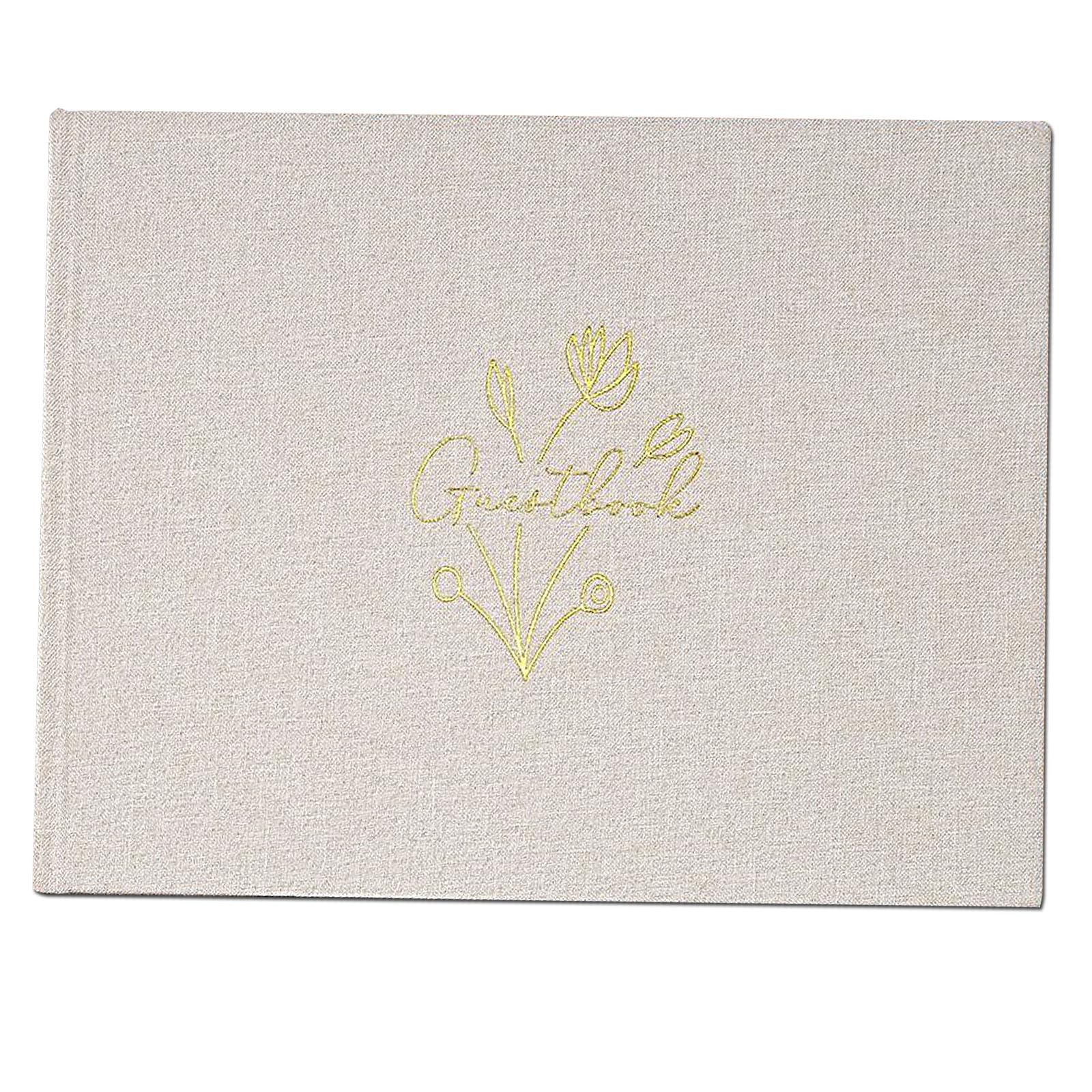 Livre d'or de mariage lin blanc | Album souvenirs anniversaire et fête