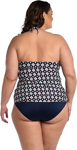 Miniatura 2 de 24th & Ocean Traje de baño tankini con tirantes y cuello alto para mujer