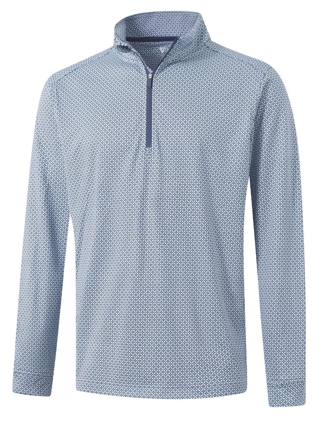 DTWOOO Men's Print Quarter Zip Golf Pullover Men Dry Fit Long Sleeve Performance Wicking Mock Neck Mens Athletic Sweatshirts