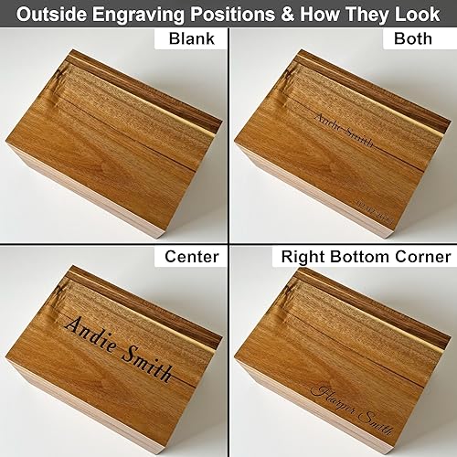 Miniatura 3 de Caja de recuerdos de madera grande, caja de memoria personalizada, baúl de madera de acacia con tapa, mensaje oculto grabado, cajas de recuerdos