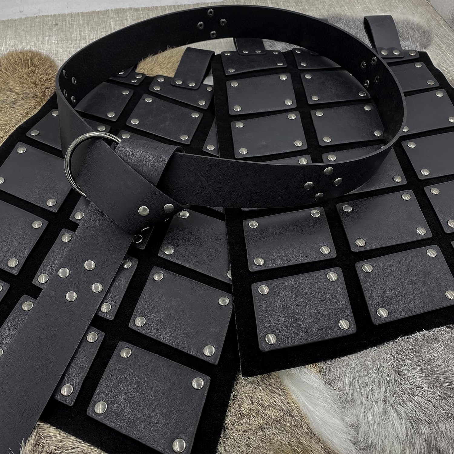 HiiFeuer Medieval Faux Leather Thigh Armor, Retro Double Sides Waist Armor with Belt, Mercenary&Knights Skirt Armor for LARP - Image 5