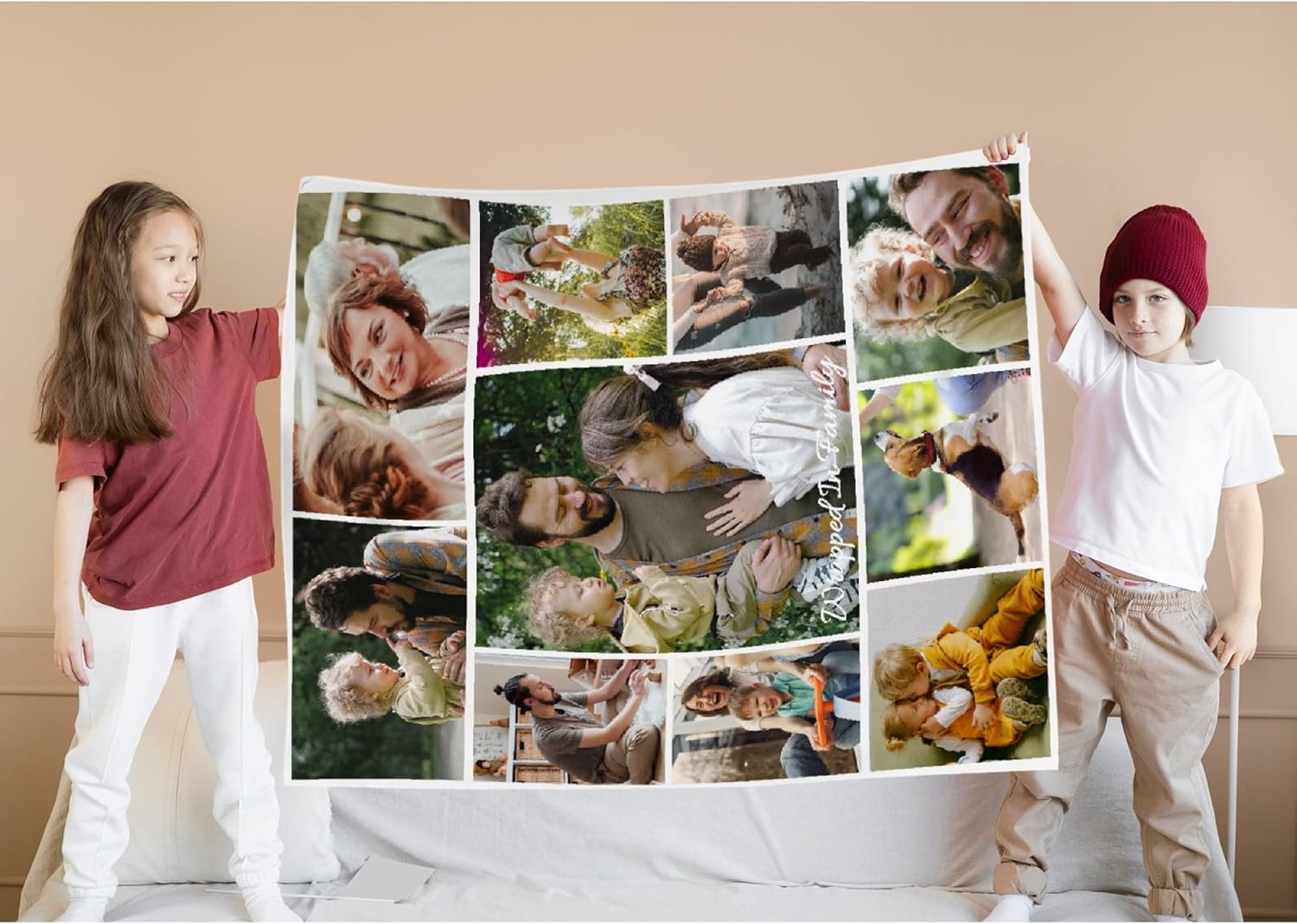 Vajrapani Personalized Blanket 10 Photos Love Family Commemorate Custom Picture Throw Blanket with Name Gift for Friends Girls Boys Birthday Festival Commemorate L 80 x 60 in Adult/Couple