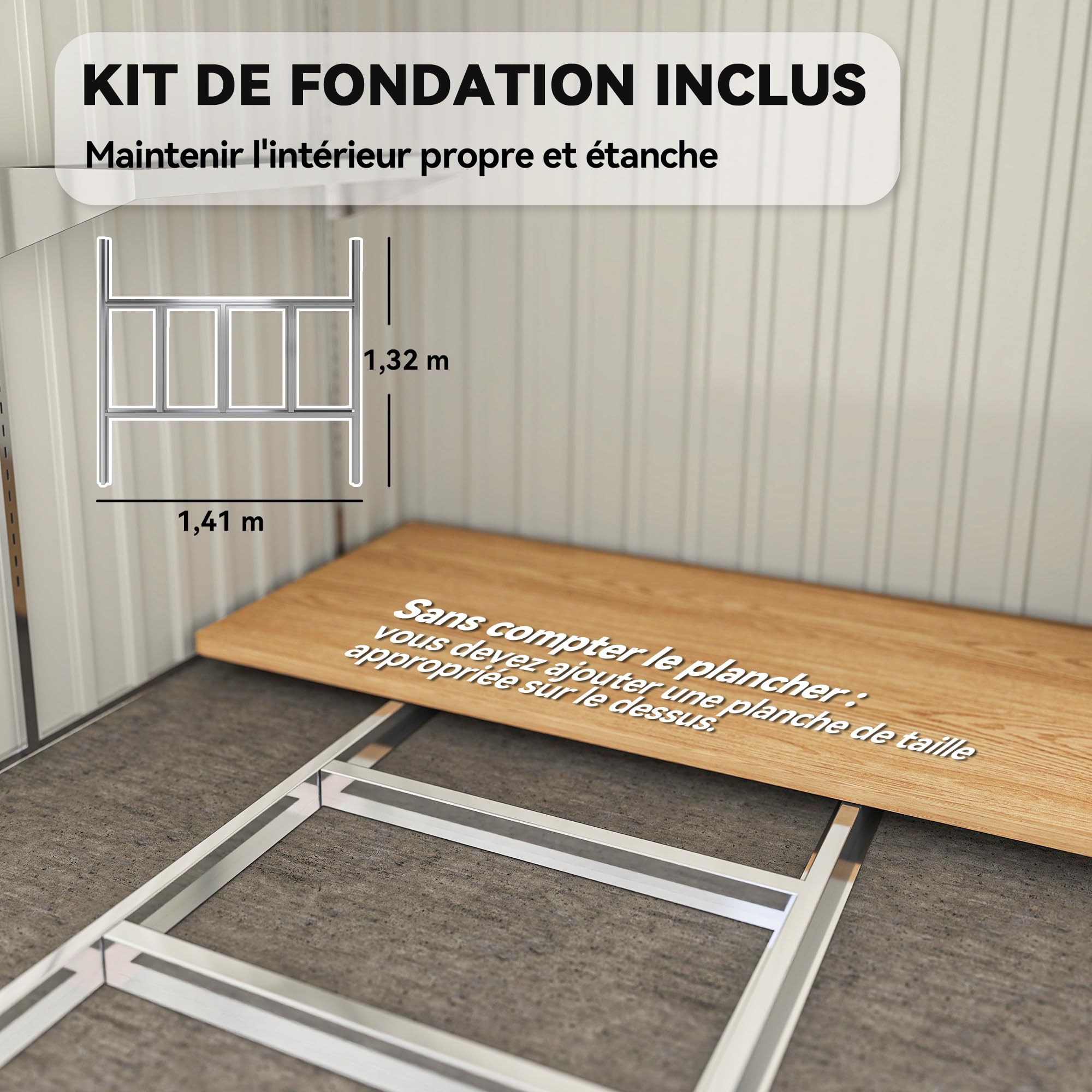 Outsunny Abri de Jardin en Métal 2,81 m² Toit Incliné 154x206,5x181 cm Gris | Kit Fondation, Cabane de Jardin Extérieure Adossée, Acier Galvanisé, Abri à Outils, 2 Étagères Réglables