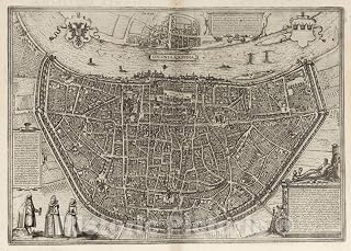 Historic Map : Cologne, Germany, Vol I (38) Colonia Agrippina (Cologne), 1575 Atlas, Vintage Wall Art : 36in x 24in
