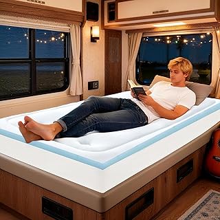 Hansleep RV Short Queen Mattress Pad Topper Memorry Foam, Camping Queen Foam Mattress Topper