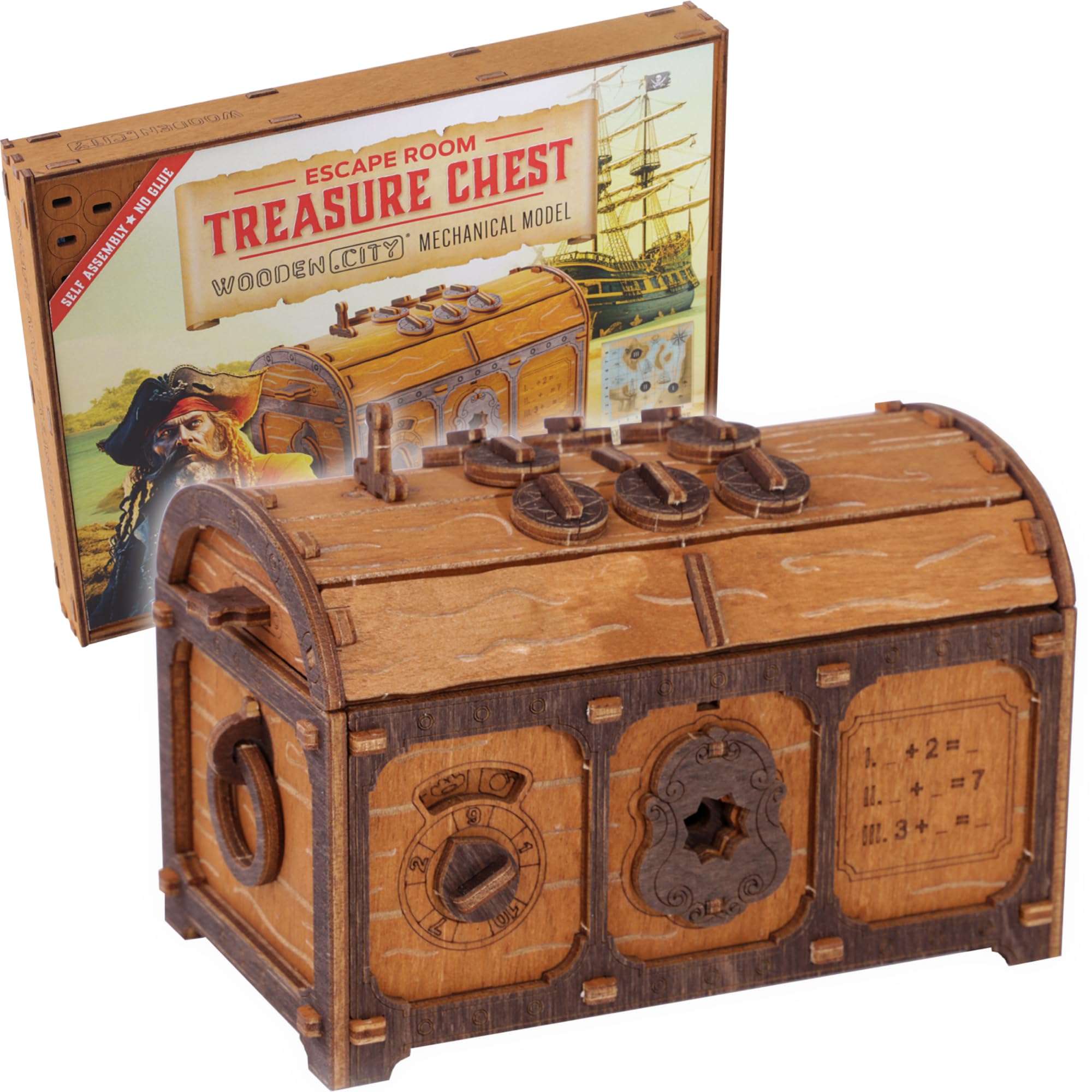 WOODEN.CITY Treasure Chest Puzzle Box - Adult's Escape Room Challenge, Perfect Mens Gifts, Intricate Wooden Box Design, Ideal for Enthusiasts of Brain Teasers and Logical Puzzles