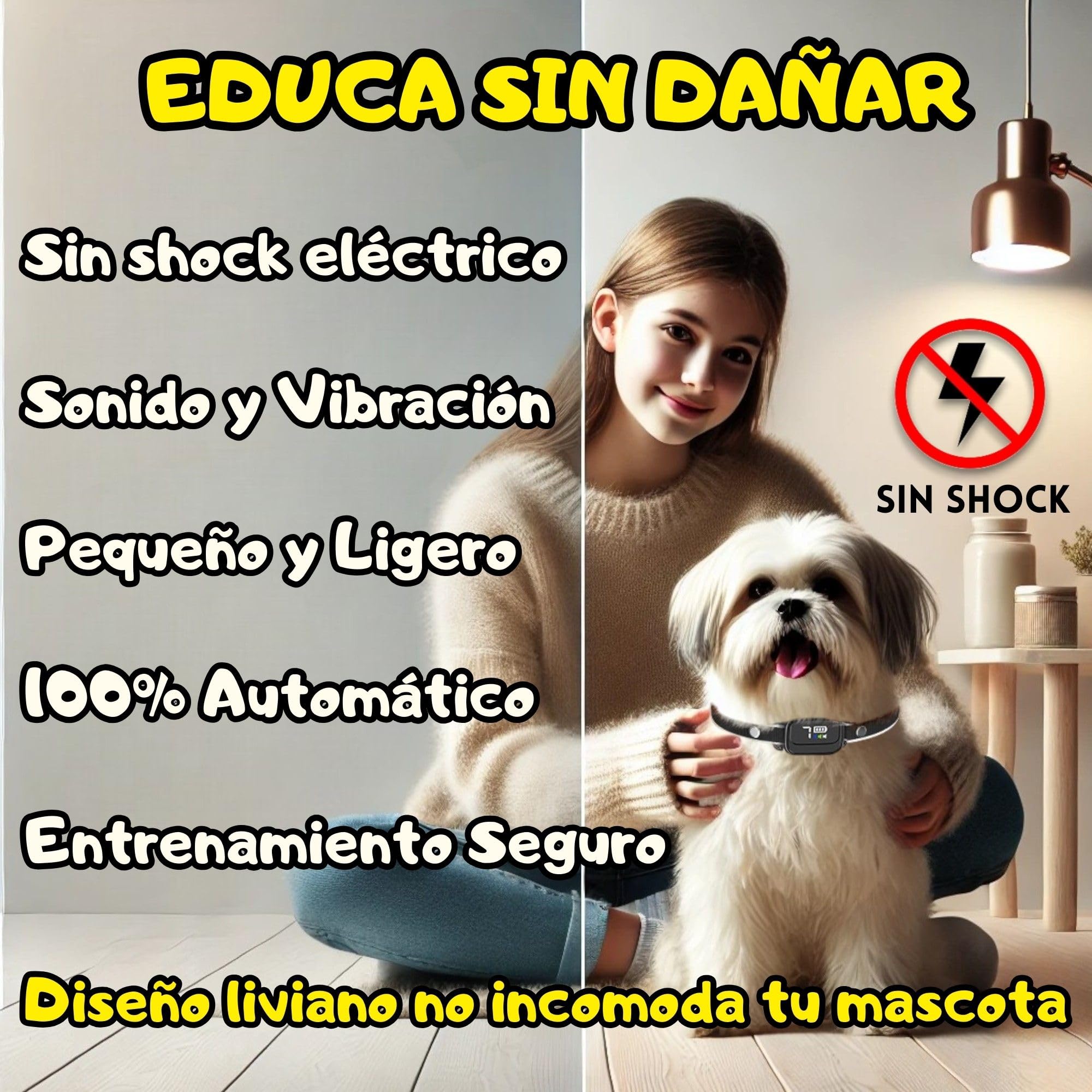 Collar Antiladridos Perros Pequeños y Medianos, Detección Automática, Ligero e Inteligente, 7 Niveles Intensidad + 3 Modos de Adiestramiento, Collar electrico para Perros. (Negro)