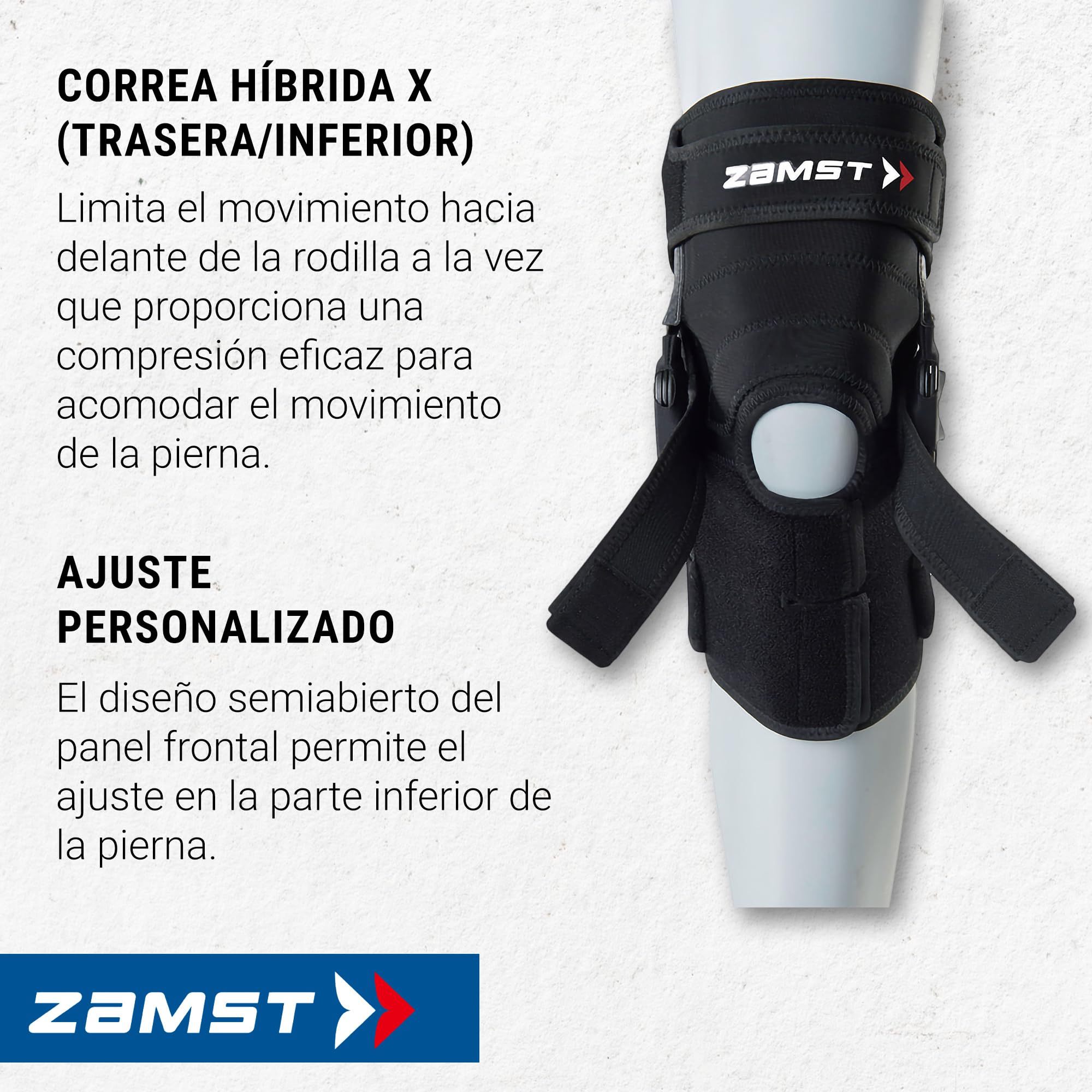 Zamst ZK-X Rodillera Deportiva - Rodillera de Compresión Extrafuerte para Hombres y Mujeres con Bisagras de Metal, para Esguinces de Ligamentos Moderados a Severos de LCA, LCM y LCL - S