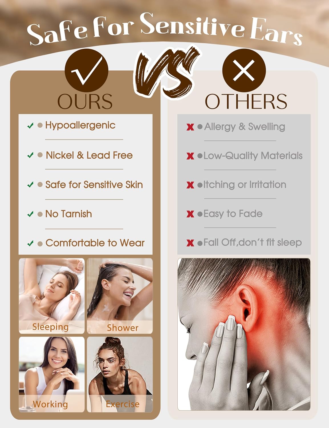 Florideco Gold Earrings for Women Hypoallergenic Flat Back Earrings 14K Gold Flatback Studs Surgical Stainless Steel Earrings Small Hoops Earring Stacks Cartilage Earring Sets for Multiple Piercing - Image 7