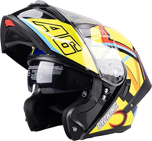 Miniatura 3 de Casco de motocicleta con visera completa, casco de cara completa con visera doble para hombres, mujeres y adultos con protector solar ahumado,