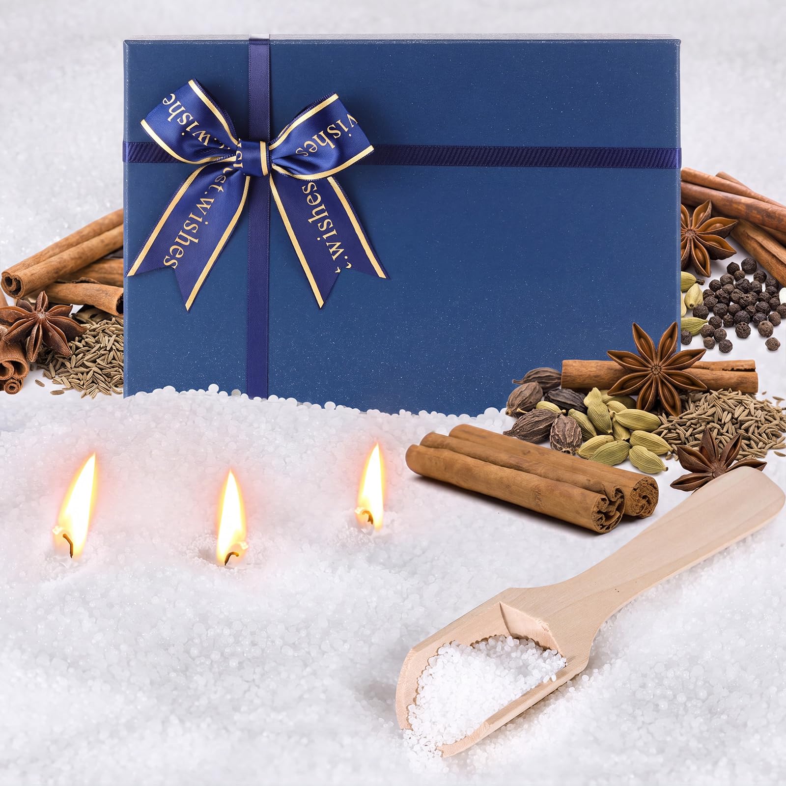 MTLEE Candela perlata 2 kg di cera profumata alla sabbia profumata alle spezie da cucina, kit con confezione regalo, 100 stoppini, barattolo ricaricabile con perline bianche, set regalo per amici