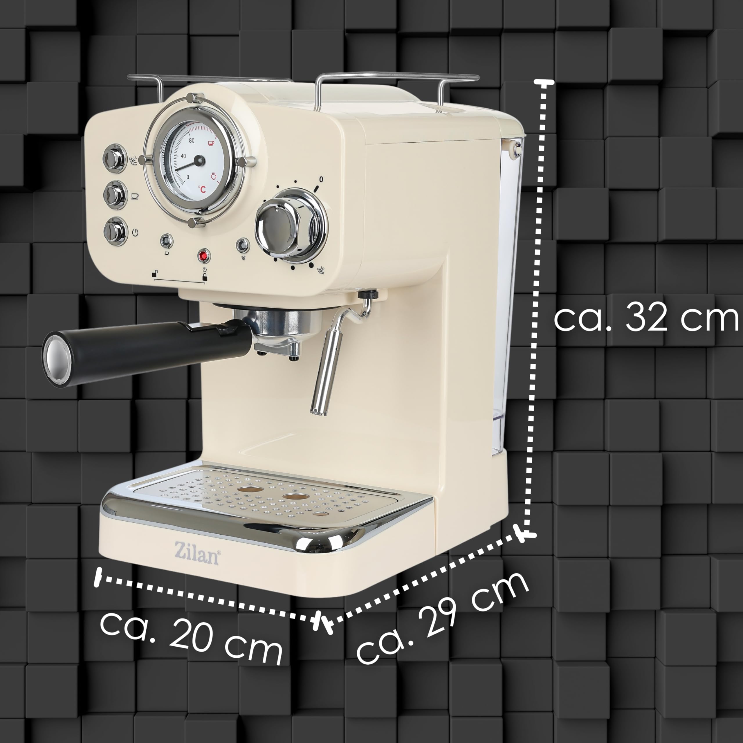 Zilan Machine à expresso avec mousseur à lait - 15 bar - Machine à cappuccino - Porte-filtre - Machine à café - Machine à expresso - Machine à café