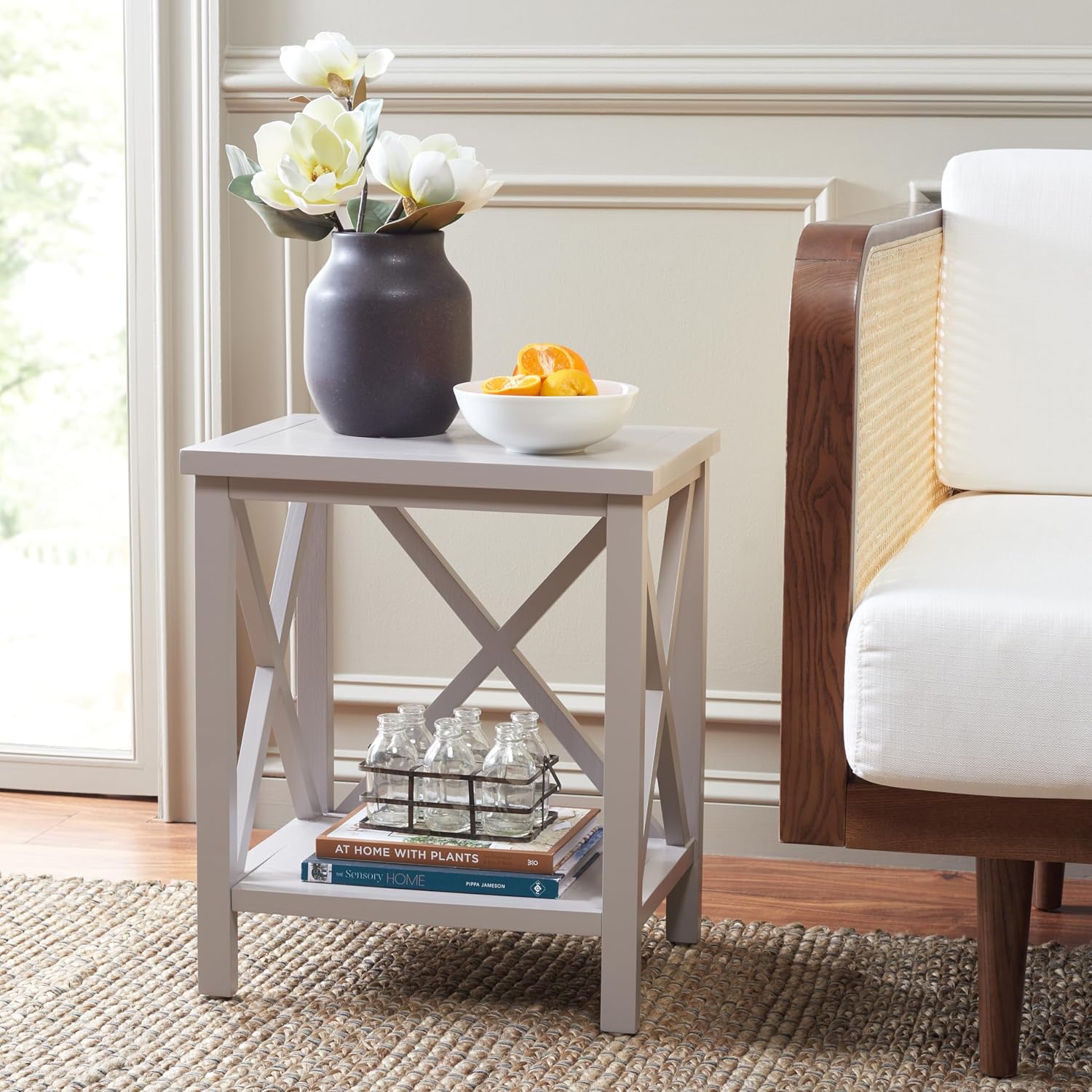 Safavieh American Homes Collection Candence Quartz Grey Cross Back End Table