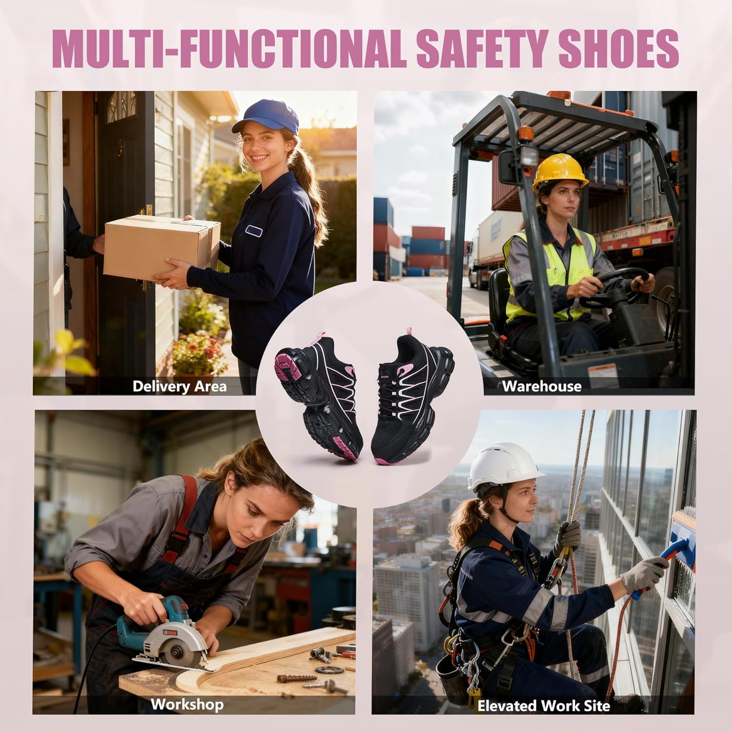 Steel Toe Shoes for Men - Lightweight Non Slip Work Shoes Women - Comfortable with Kevlar Midsole Safety Sneakers for Construction Warehouses Factories