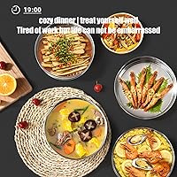 Vista 4 de Olla de cocina de acero inoxidable, olla de vapor con tapa, doble caldera para cocinar, sartén apilable de 2 niveles para cocina