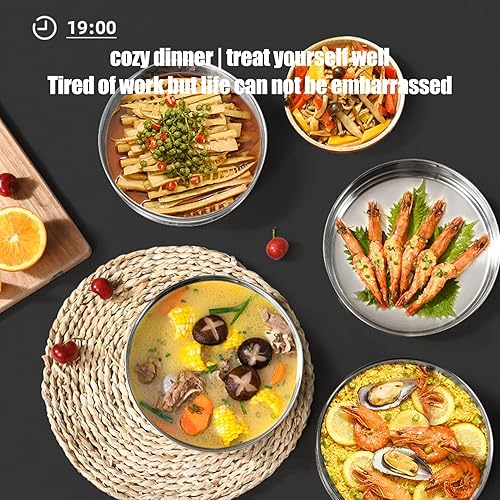 Miniatura 6 de Olla de cocina de acero inoxidable, olla de vapor con tapa, doble caldera para cocinar, sartén apilable de 2 niveles para cocina