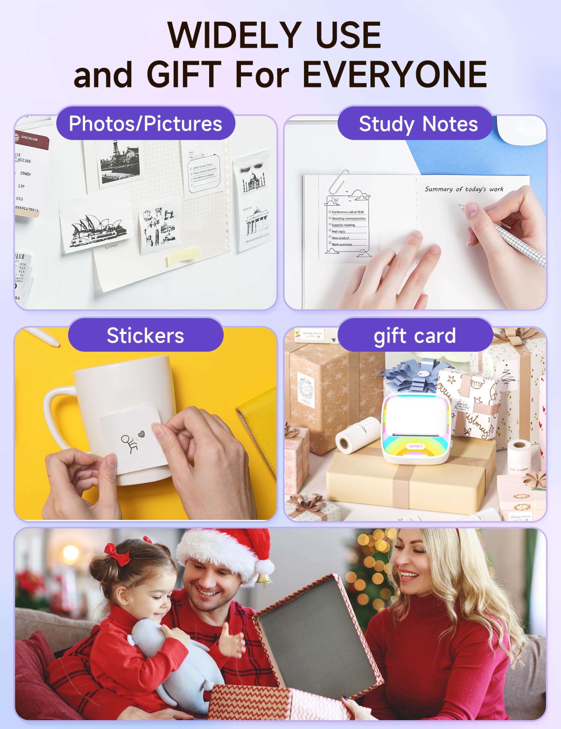 iDPRT Sticker Printer, Portable Sticker Maker Machine, Mini Inkless Bluetooth Thermal Printer for iPhone & Android, Pocket Printer for Labels, Barcodes, DIY Journaling, Kids Gift, Gray: Multicoloured