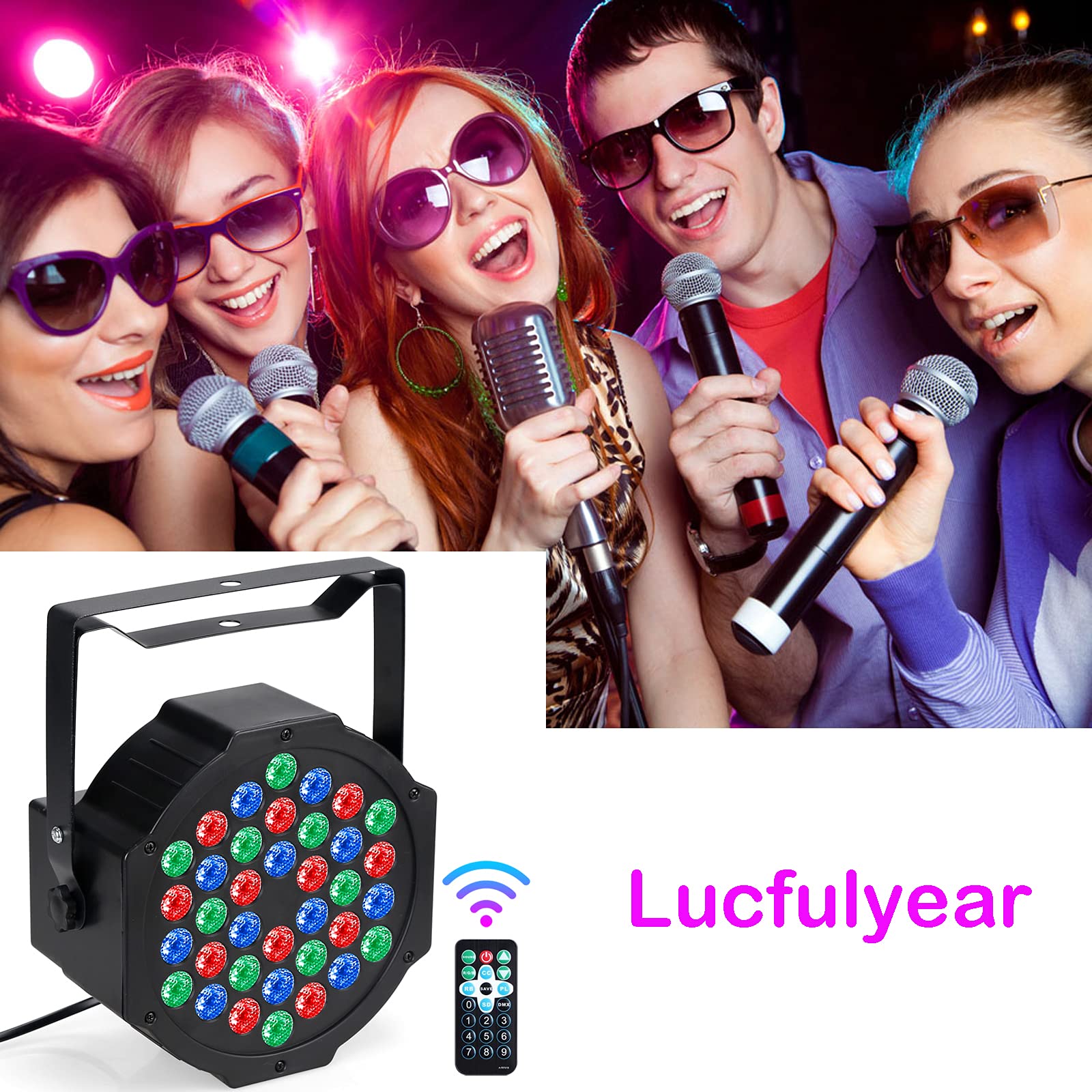 Par Led - RGBW Luci Discoteca Luci da Palco 36W Luci del Palcoscenico LED Fase Della Luce con 5 Modalità di Controllo e Telecomando per Club Bar KTV Show Party Disco DJ Christmas Halloween Matrimonio