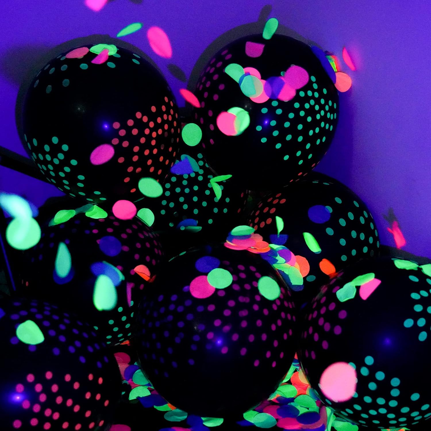 10000 pieces UV Neon Round Confetti 5 Colors Neon Fluorescent Tissue Confetti Dot Blacklight Glow Party Confetti for Blacklight Neon Party, Birthday, Wedding Supplies (Pack of 2)
