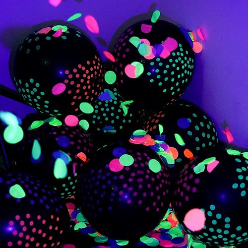 Miniatura 6 de 10000 piezas de confeti redondo de neón UV, 5 colores, confeti de tejido fluorescente de neón, punto de luz negra, confeti de fiesta brillante, para