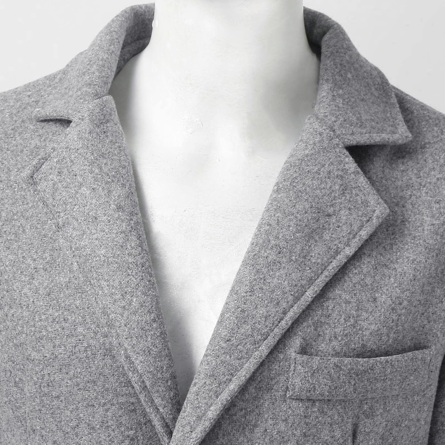 Mens Classic Single Breasted Trench Coat Wool Blend Casual Work Business Pea Coat Winter Warm Lapel Blazer Jacket Outwear