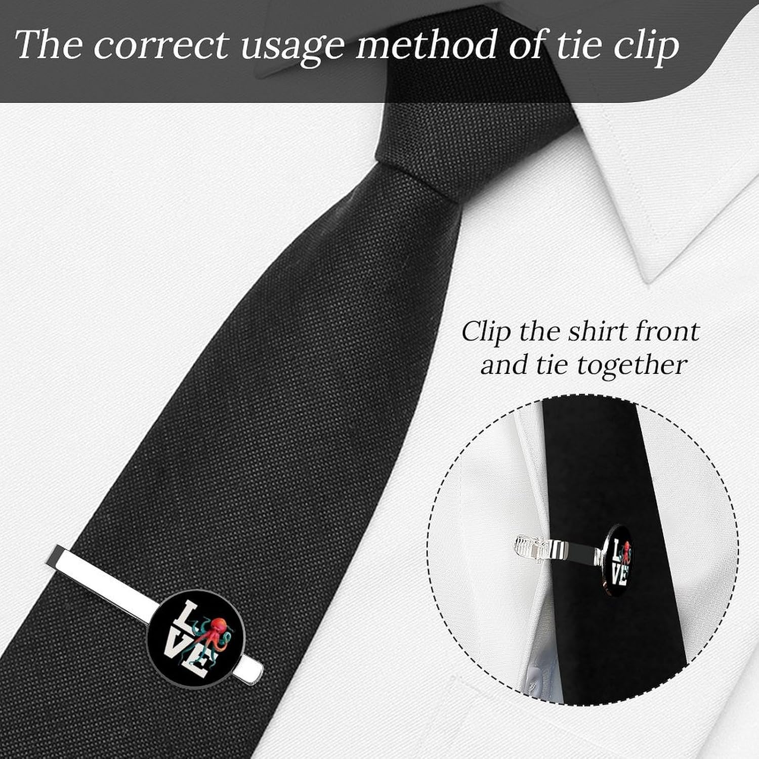 I Love Octopus Classic Tie Clips for Men 2 Pack image 5