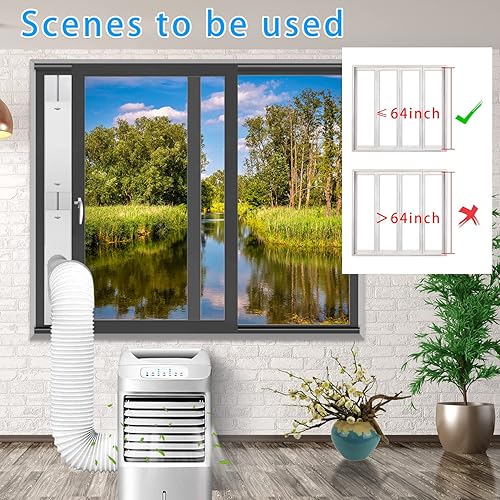 Miniatura 7 de MQIDLFE Kit de ventilación de ventana de aire acondicionado portátil con manguera de 5.9 pulgadas de diámetro, kit de ventana deslizante ajustable