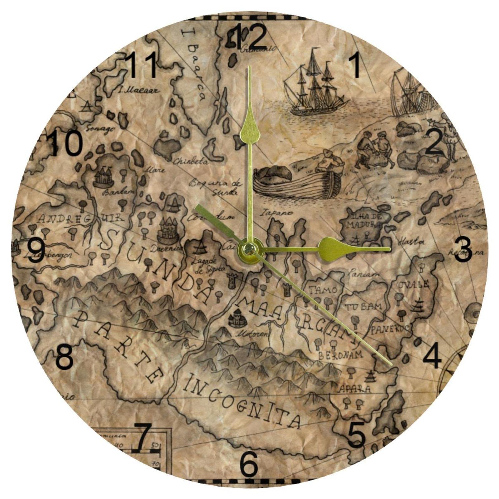 Horloge murale quartz 25.4 cm silencieuse vintage à pile pour salon