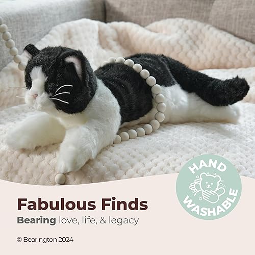 Miniatura 3 de Bearington Domino Animales de Peluche de Gato - Peluche Realista de Gato Esmoquin de 15" - Peluches de Gatito Blanco y Negro con Pelaje Suave