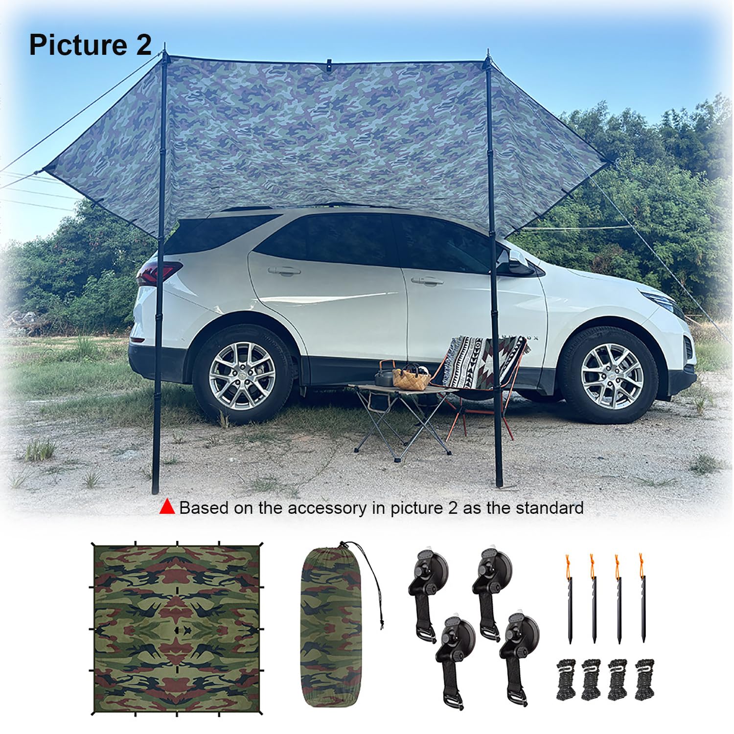 Toldos de Coche Trasero, 3x3m, toldo Camper Furgoneta, Toldos para Caravana Toldo de Camuflaje Impermeable para SUV Portón Trasero, Toldo de Refugio Lateral para RV Van Camping MPV Jeep