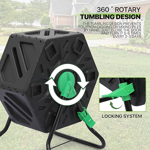 Miniatura 8 de Magshion 1 vaso de compostaje de cámara exterior de 17 galones de material libre de BPA, para uso al aire libre, para todas las estaciones, de alto