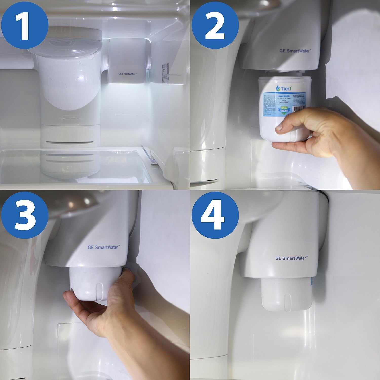 Tier1 MWF Refrigerator Water Filter 2-pk | Replacement for GE SmartWater MWFP, MWFA, GWF, GWFA, HWF, Kenmore 9991, 46-9991, 469991, WSG-1, WFC1201, Fridge Filter