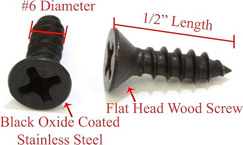 Miniatura 8 de Bolt Dropper 6 x 34 pulgadas de acero inoxidable recubierto de óxido negro, cabeza plana Phillips Wood, (paquete de 100), 18-8 (304) tornillos de