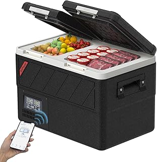 Setpower DT35 Electric Cooler Car Refrigerator with APP Control, 37QT(35L) Dual Zone Fridge Freezer, 12 Volt Portable Refrigerator Plug in Cooler for Vehicle,SUV,Truck
