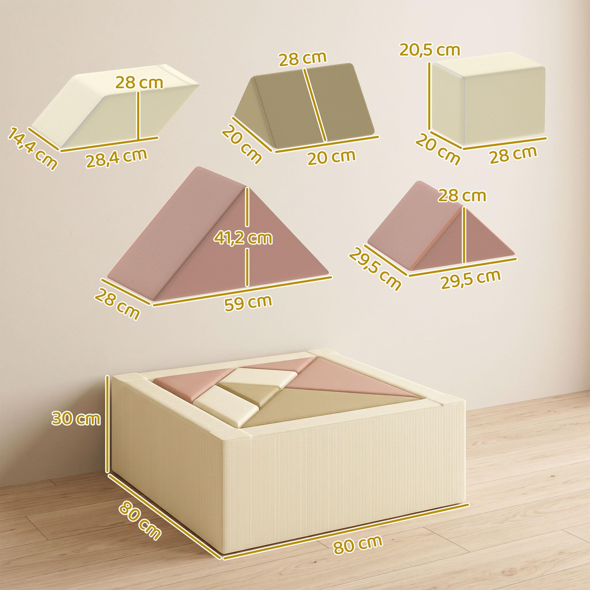 AIYAPLAY Parcours motricité bébé 9PCS avec Piscine à balles, Module en Mousse Souple avec Housse en Velours côtelé, Blocs de Construction éducatifs pour Enfants d'âge préscolaire, Multicolore