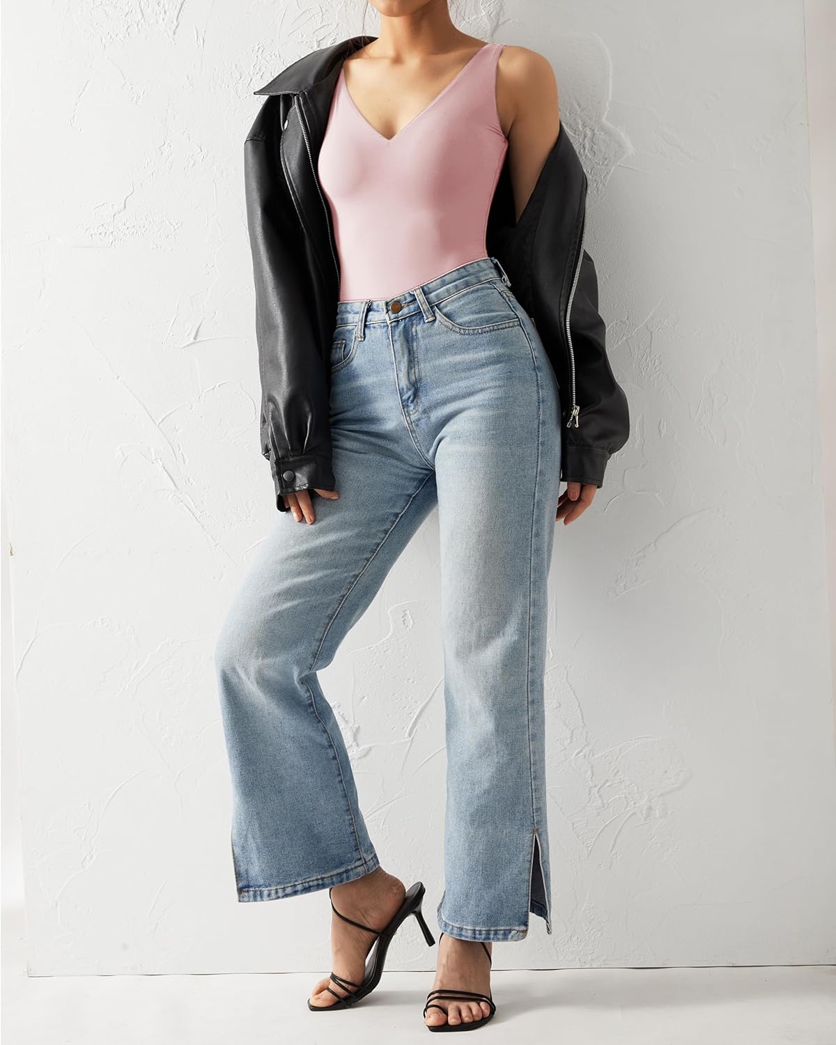 SUUKSESS Women 2 Piece Thong Bodysuit Sexy V Neck Backless Sleeveless Tank Tops - Image 5