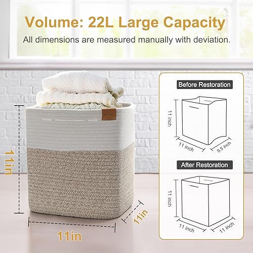 Miniatura 3 de BROVIEW Cubos de almacenamiento de cubos de almacenamiento de 11 pulgadas, cesta de almacenamiento tejida para organizar, paquete de 3 cestas de