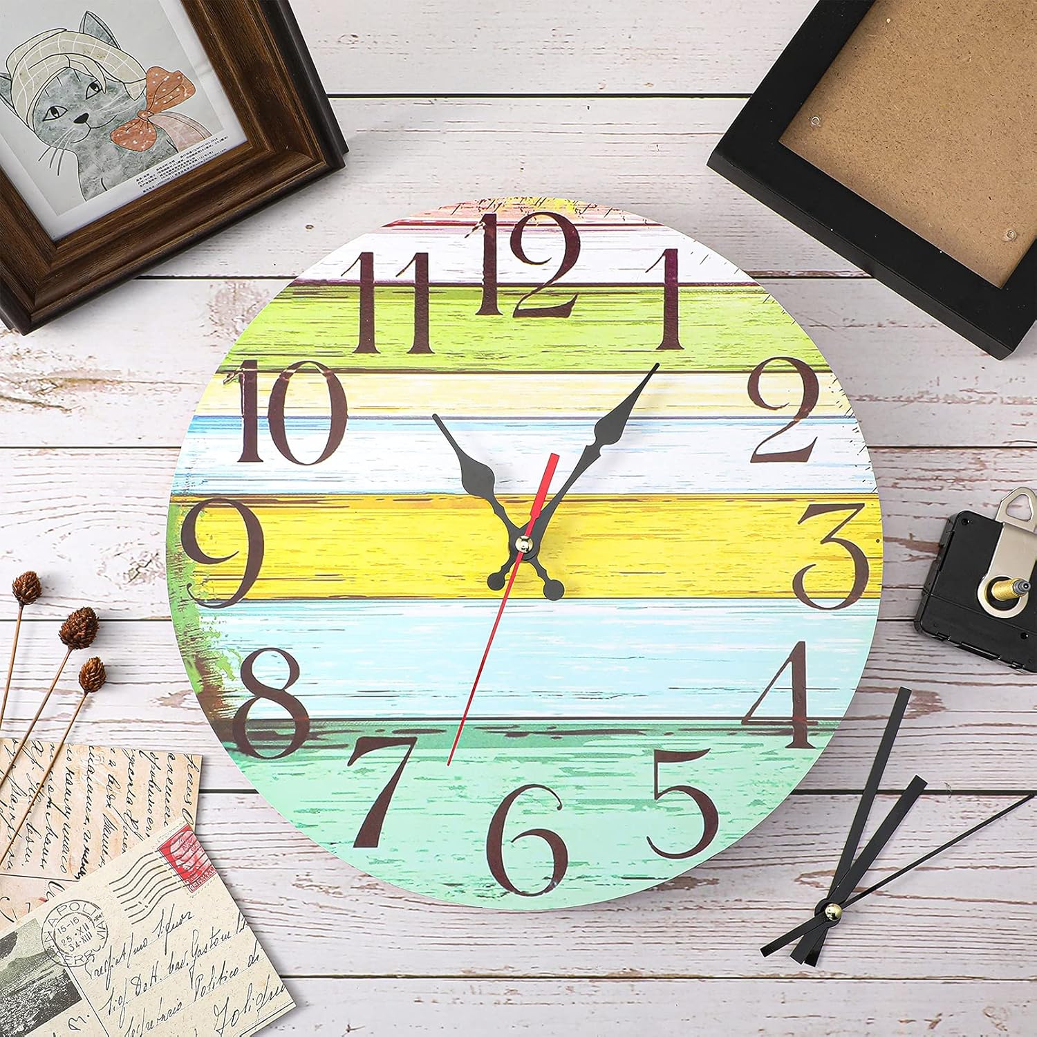 Clock Movement Mechanism with 5 Different Pairs of Hands, High Torque Long Shaft Clock Movement Quartz Repair Parts Replacement with Hook and Paster, 32 Mm/ 1.26 Inches(2 Pieces)