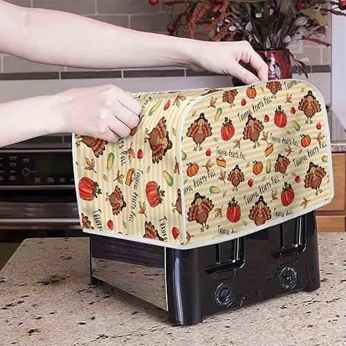 Vista 121 de UNICEU Funda acolchada para tostadora con patrón de café, se adapta a la mayoría de tostadoras estándar de 4 rebanadas patrón de café,Hojas de otoño